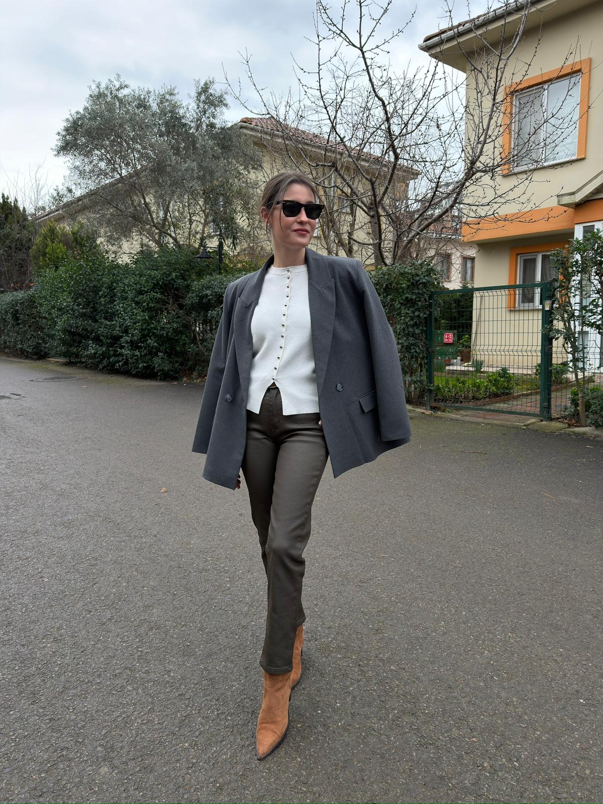 Kaplamalı Denim Pantolon